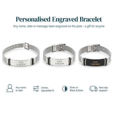 Personalised Bracelet — Engraved Mesh Strap — Main