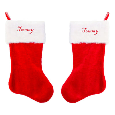 Personalised Christmas stocking with an embroidered name on the white cuff
