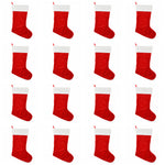 Jumbo red plush Christmas stocking with white faux fur cuff, sold in bulk packs