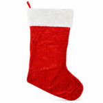 Jumbo red plush Christmas stocking with white faux fur cuff, sold in bulk packs