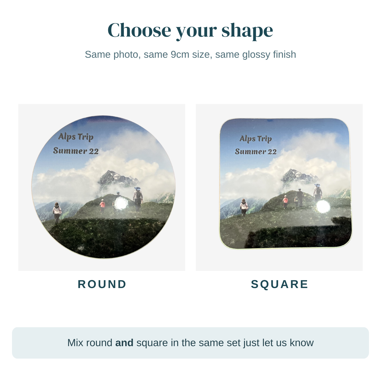 Personalised Photo Coaster — Square or Round (9cm)