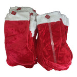 Jumbo red plush Christmas stocking with white faux fur cuff, sold in bulk packs