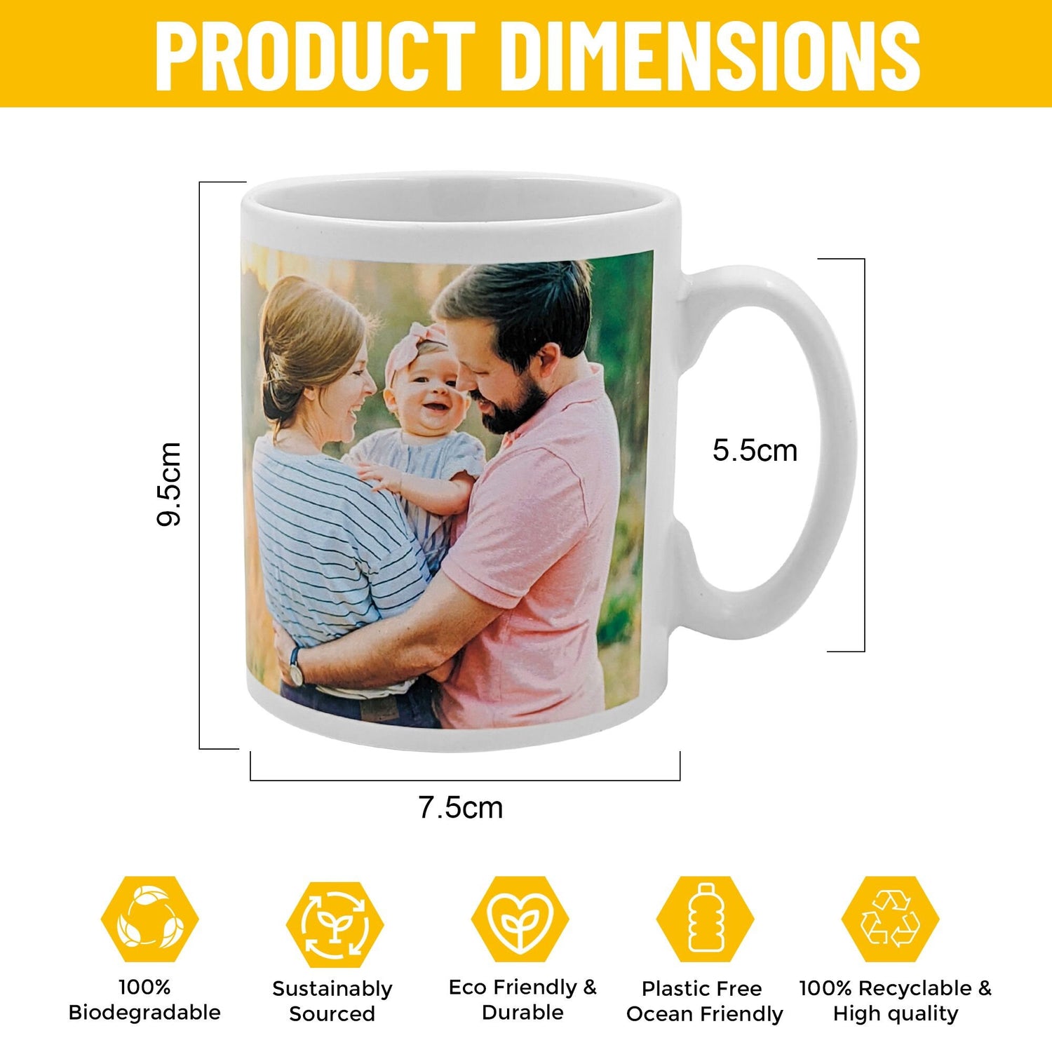 Personalised photo mug white ceramic 11oz — detail view 3