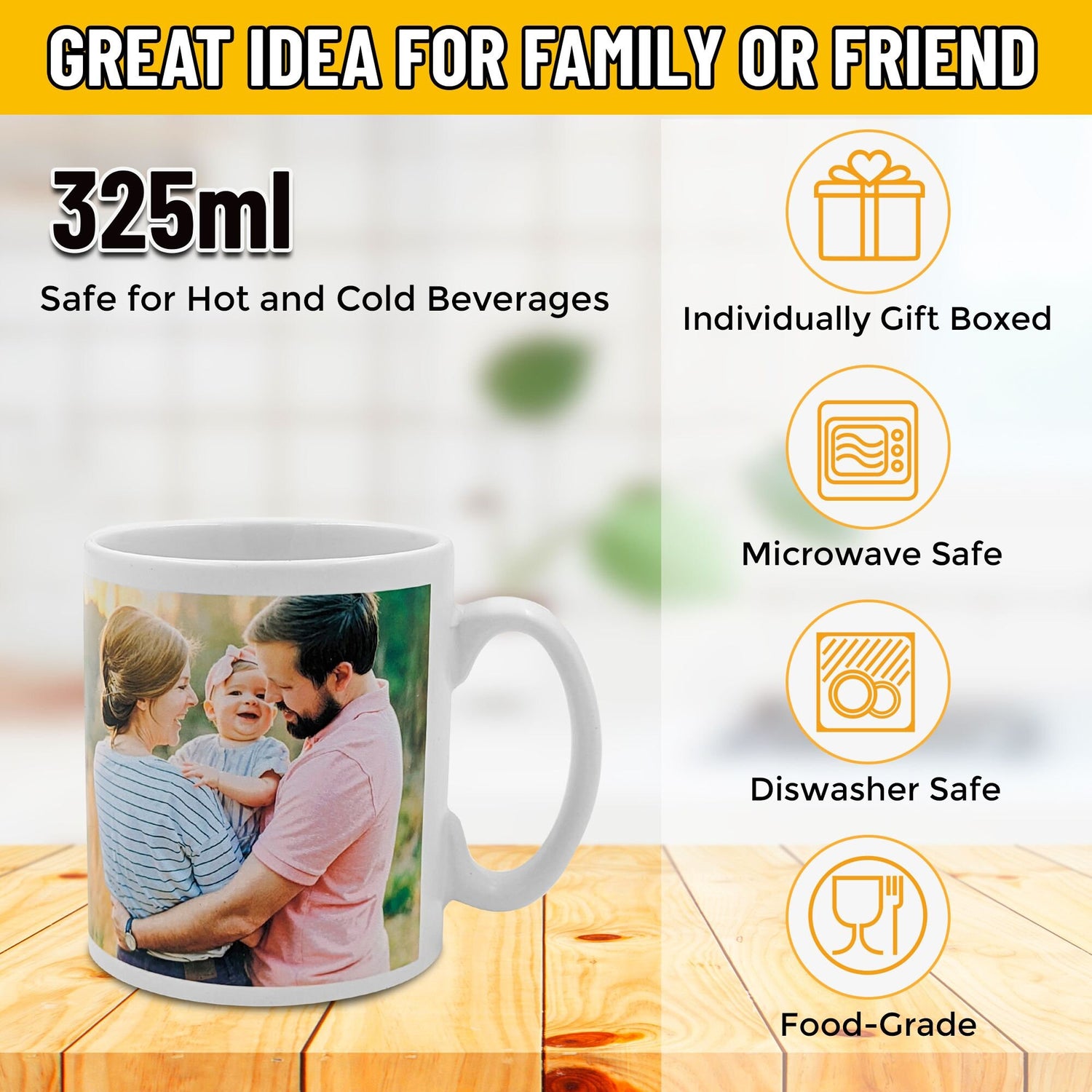 Personalised photo mug white ceramic 11oz — detail view 5