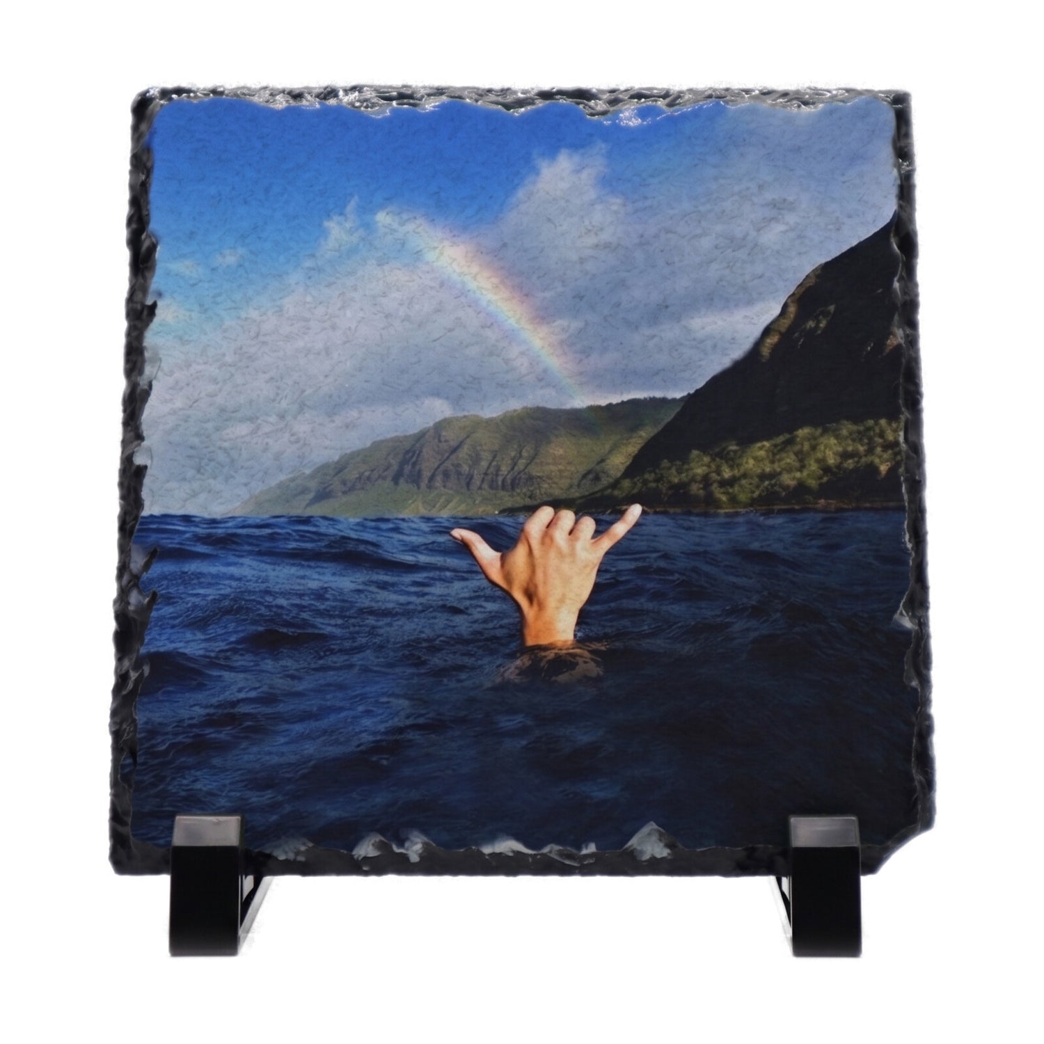 Personalised Photo Slate — Square Stone Frame (15×15cm)