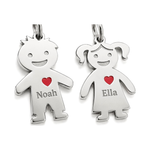Personalised family charms, boy and girl, engraved