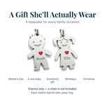 Personalised family charms, boy and girl, engraved