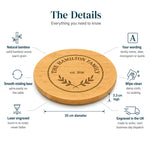 Personalised Bamboo Lazy Susan — Engraved Serving Turntable — Size & Specs