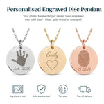Personalised Disc Necklace — Engraved Coin Pendant — Main