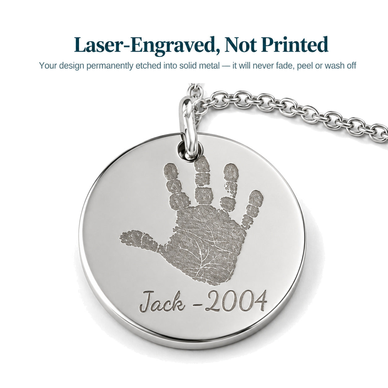 Personalised Disc Necklace — Engraved Coin Pendant — Engraving