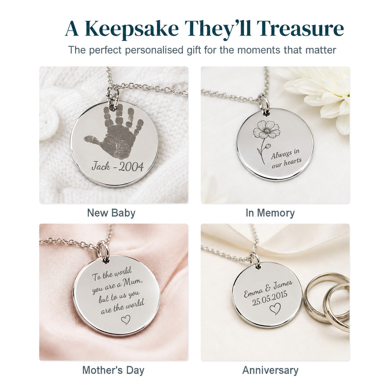 Personalised Disc Necklace — Engraved Coin Pendant — Gift Ideas