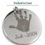 Personalised Disc Necklace — Engraved Coin Pendant — Engraving Detail