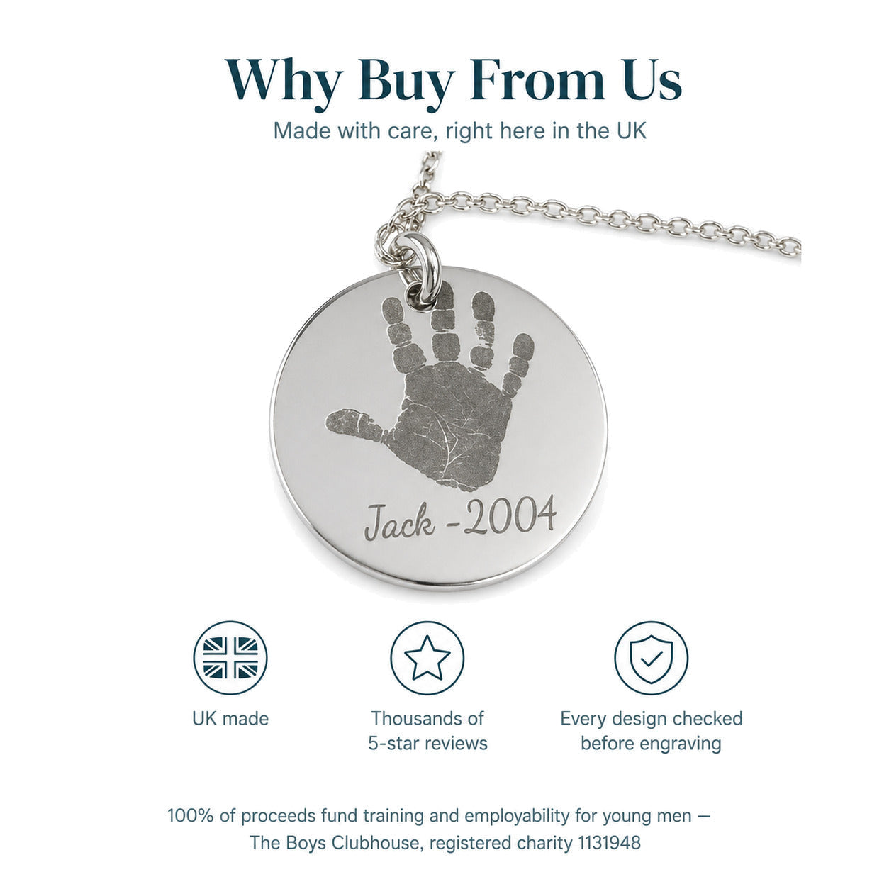 Personalised Disc Necklace — Engraved Coin Pendant — Why Buy