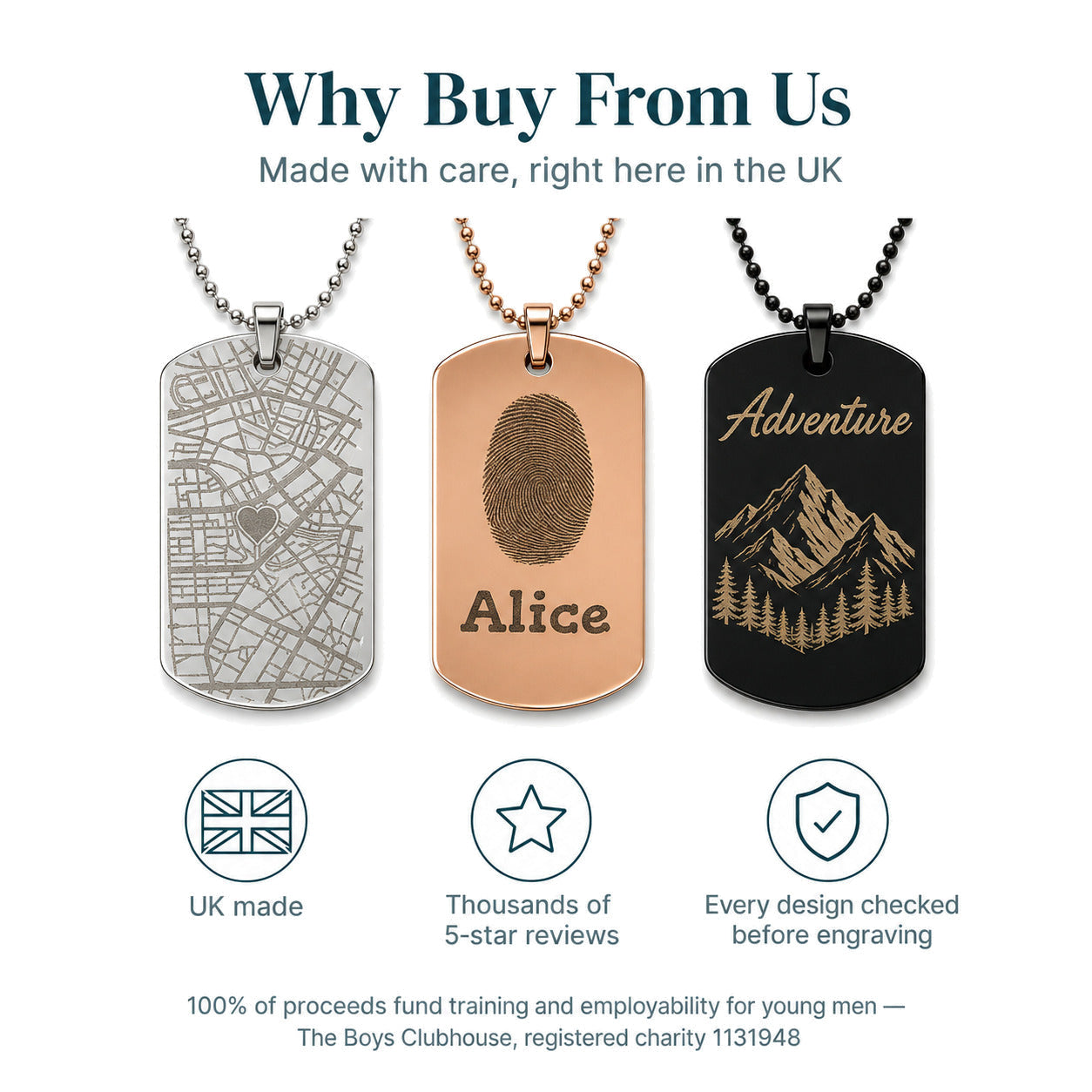Personalised Dog Tag Necklace — Engraved Pendant — Why Buy