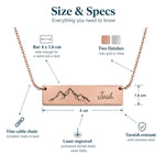 Personalised Horizontal Bar Necklace — Engraved Name Bar — Size & Specs