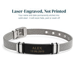 Personalised Bracelet — Engraved Mesh Strap — Engraving