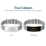 Personalised Bracelet — Engraved Mesh Strap — Colours