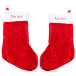 Personalised Christmas stocking with an embroidered name on the white cuff