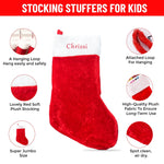 Personalised Christmas stocking with an embroidered name on the white cuff