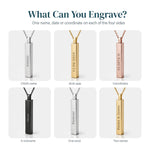 Personalised Vertical Bar Necklace — 3D Column Pendant — Engraving