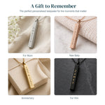 Personalised Vertical Bar Necklace — 3D Column Pendant — Gift Ideas