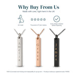 Personalised Vertical Bar Necklace — 3D Column Pendant — Why Buy